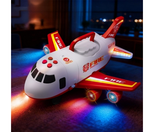 WOOPIE Samolot Rozkładany Transporter Straż Pożarna z 3 Autami Strażackimi Zestaw XL Znaki Drogowe