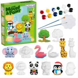 WOOPIE Zestaw Kreatywny z Farbami DIY Zrób Odlewy Gipsowe Figurki i Pomaluj - Zestaw Zwierzątka WOOPIE Zestaw Kreatywny z Farbami DIY Zrób Odlewy Gipsowe Figurki i Pomaluj - Zestaw Zwierzątka