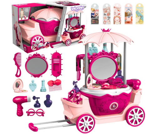 WOOPIE Salon Piękności Urody Toaletka na Kółkach Wózek Wlizka 31 akc. 4w1