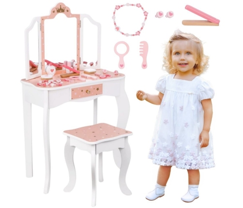 WOOPIE GREEN Drewniana Toaletka z Lustrem i Akcesoriami