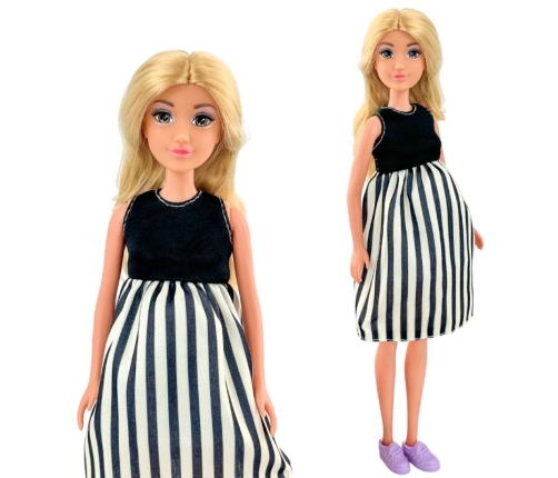 WOOPIE ROYAL Lalka Lily w Ciąży Sukienka w Czarno-białe Paski