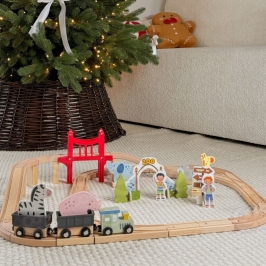 WOOPIE GREEN Drewniana Kolejka ZOO Zestaw XL Pociąg na Magnes Tor 60 el. FSC WOOPIE GREEN Drewniana Kolejka ZOO Zestaw XL Pociąg na Magnes Tor 60 el. FSC