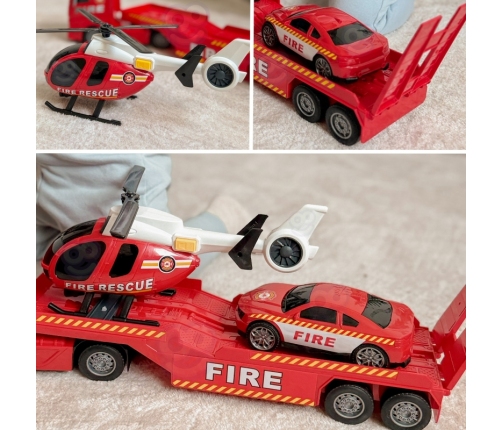 WOOPIE Zestaw Pojazdów Laweta Strażacka Helikopter Samochód Dźwięk Światła