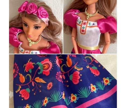 WOOPIE ROYAL Lalki Kobiety Świata Lily Meksykanka Tradycyjny Strój Kwietny Wzór