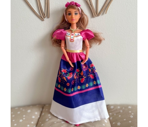 WOOPIE ROYAL Lalki Kobiety Świata Lily Meksykanka Tradycyjny Strój Kwietny Wzór