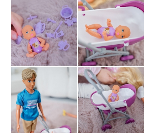 WOOPIE ROYAL Zestaw Lalek Rodzina Lily w Ciąży Tata Niemowlak Wózek Akcesoria