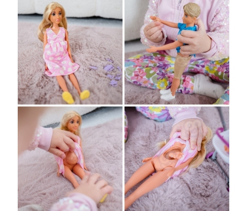 WOOPIE ROYAL Zestaw Lalek Rodzina Lily w Ciąży Tata Niemowlak Wózek Akcesoria