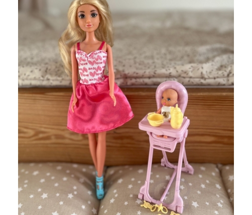 WOOPIE ROYAL Lalka Lily Bobas Krzesełko do Karmienia Zestaw Akcesoria