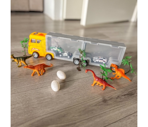 WOOPIE Ciężarówka Transporter 2w1 Zestaw Dinozaurów + Makieta