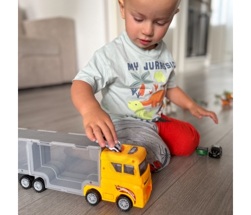 WOOPIE Ciężarówka Transporter 2w1 Zestaw Dinozaurów + Makieta