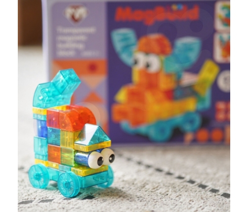 WOOPIE Przezroczyste Magnetyczne Klocki Konstrukcyjne 43 el.