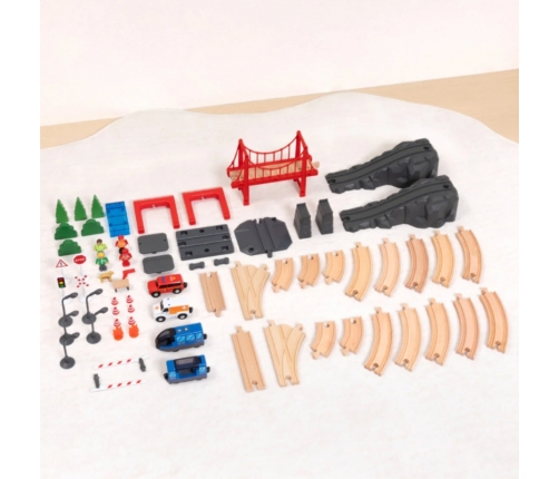 Tooky Toy Drewniana Kolejka Staż Pożarna Ambulans 70 el.