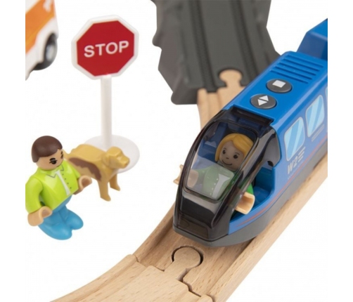 Tooky Toy Drewniana Kolejka Staż Pożarna Ambulans 70 el.