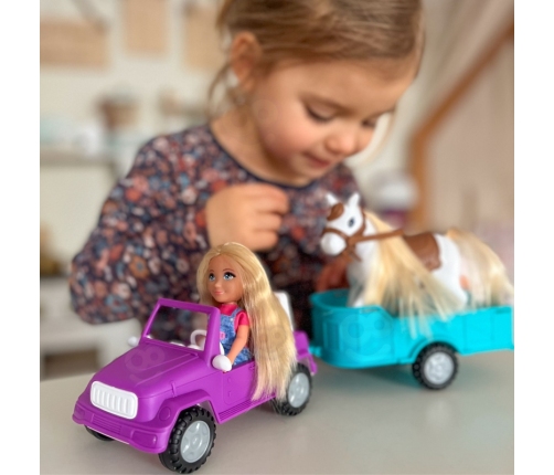 WOOPIE ROYAL Lalka Niki Zestaw z Koniem Samochodem i Przyczepą