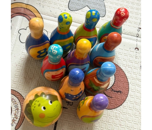 WOOPIE Gra Zręcznościowa Kręgle Dinozaury Zestaw 12el.