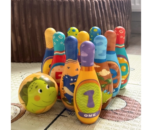 WOOPIE Gra Zręcznościowa Kręgle Dinozaury Zestaw 12el.