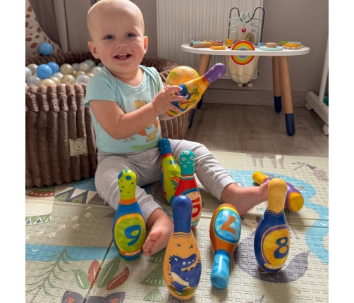 WOOPIE Gra Zręcznościowa Kręgle Dinozaury Zestaw 12el.