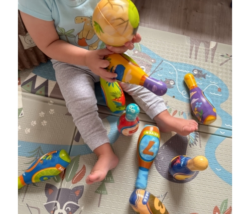 WOOPIE Gra Zręcznościowa Kręgle Dinozaury Zestaw 12el.