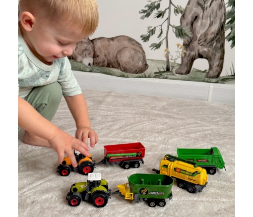 WOOPIE Zestaw Mini Farmera Traktory z Przyczepami