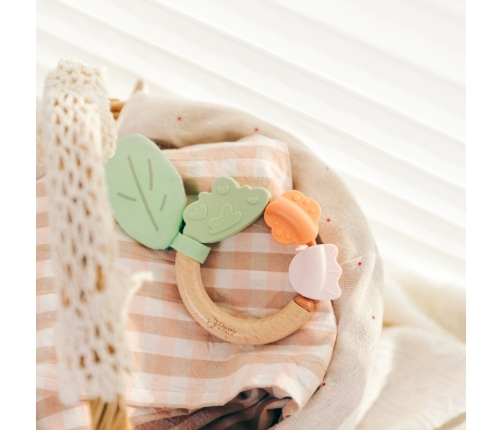 CLASSIC WORLD Drewniana Grzechotka Sensoryczna Gryzak 2w1