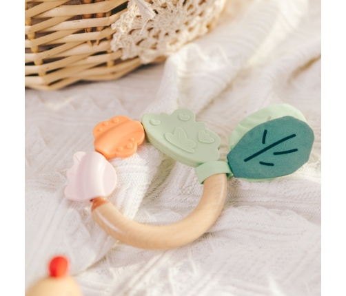 CLASSIC WORLD Drewniana Grzechotka Sensoryczna Gryzak 2w1