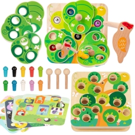 TOOKY TOY Drewniana Gra Zręcznościowa 2w1 Wyciągnij Robaczki dla Dzieci TOOKY TOY Drewniana Gra Zręcznościowa 2w1 Wyciągnij Robaczki dla Dzieci