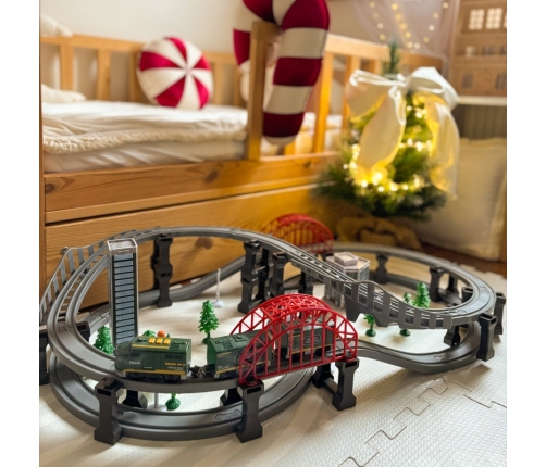 WOOPIE Nowoczesna Kolejka Elektryczna Tor XXL Lokomotywa Cargo Zestaw 128 el.