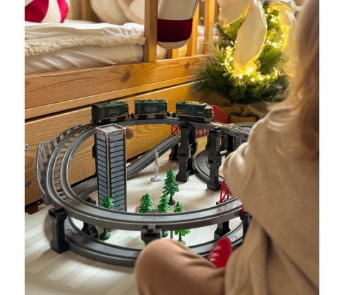 WOOPIE Nowoczesna Kolejka Elektryczna Tor XXL Lokomotywa Cargo Zestaw 128 el.