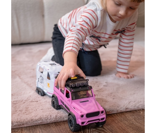 WOOPIE Zestaw Różowy Samochód Terenowy z Przyczepką i Figurką Konia