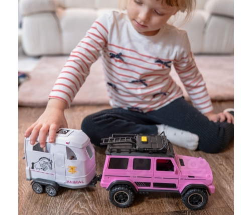 WOOPIE Zestaw Różowy Samochód Terenowy z Przyczepką i Figurką Konia