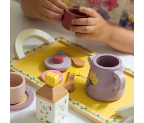 CLASSIC WORLD Drewniany Zestaw do Herbaty i Deserów 14 el.