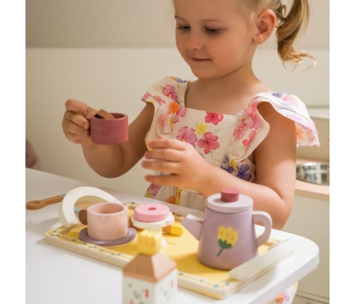 CLASSIC WORLD Drewniany Zestaw do Herbaty i Deserów 14 el.