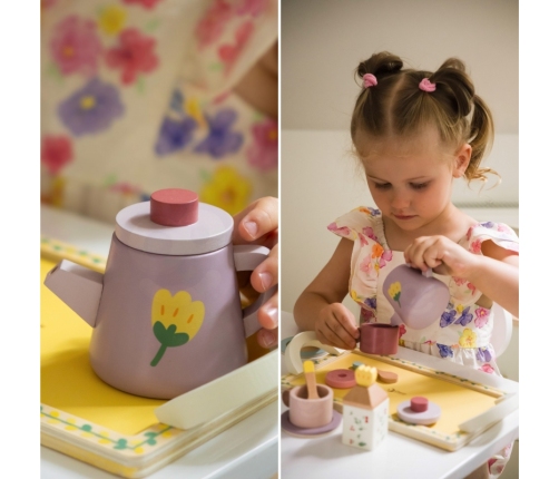 CLASSIC WORLD Drewniany Zestaw do Herbaty i Deserów 14 el.