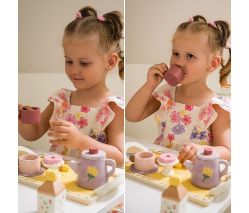 CLASSIC WORLD Drewniany Zestaw do Herbaty i Deserów 14 el.