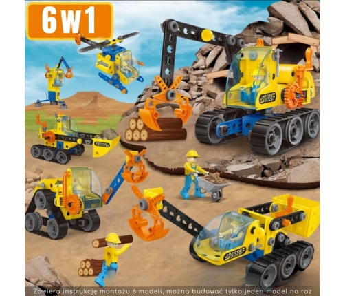 WOOPIE Klocki Konstrukcyjne Zbuduj Pojazdy Budowlane 8 Modeli STEAM