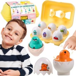 WOOPIE Układanka Sorter Montessori Dopasuj Kształty Wesołe Kurczaczki Jajka 6szt