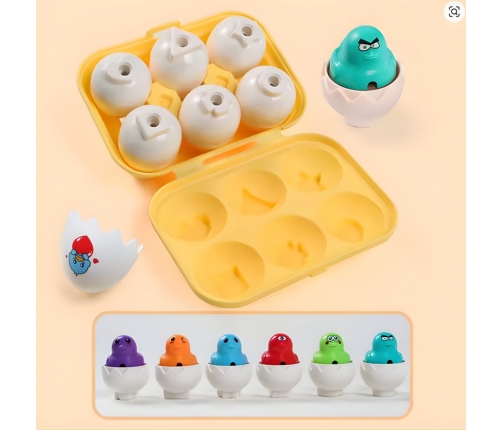 WOOPIE Układanka Sorter Montessori Dopasuj Kształty Wesołe Kurczaczki Jajka 6szt