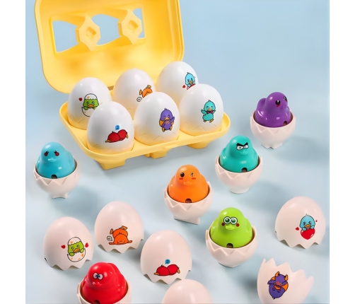 WOOPIE Układanka Sorter Montessori Dopasuj Kształty Wesołe Kurczaczki Jajka 6szt