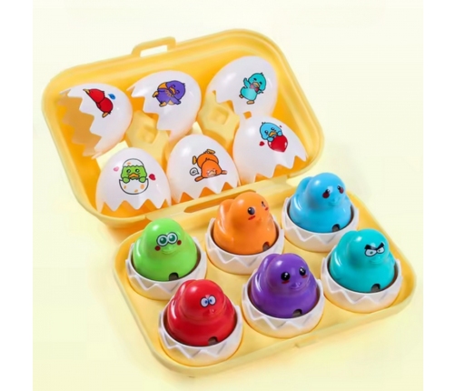 WOOPIE Układanka Sorter Montessori Dopasuj Kształty Wesołe Kurczaczki Jajka 6szt