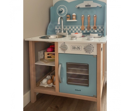 VIGA PolarB Drewniana Kuchnia z Akcesoriami Silver - Blue