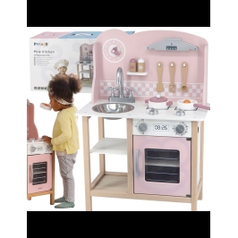 VIGA PolarB Drewniana Kuchnia z Akcesoriami Silver - Pink
