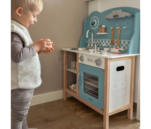 VIGA PolarB Drewniana Kuchnia z Akcesoriami Silver - Blue