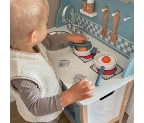 VIGA PolarB Drewniana Kuchnia z Akcesoriami Silver - Blue