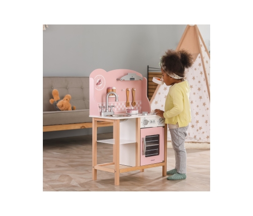 VIGA PolarB Drewniana Kuchnia z Akcesoriami Silver - Pink