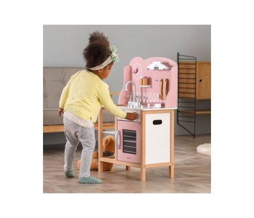 VIGA PolarB Drewniana Kuchnia z Akcesoriami Silver - Pink