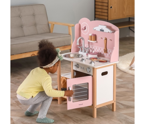 VIGA PolarB Drewniana Kuchnia z Akcesoriami Silver - Pink