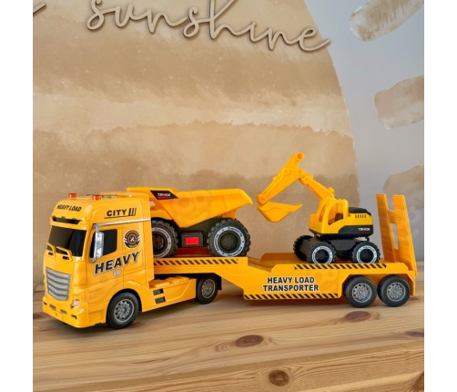 WOOPIE Samochód Laweta z Pojazdami Budowlanymi