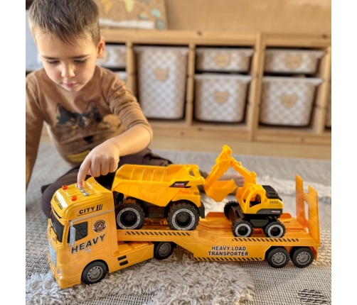 WOOPIE Samochód Laweta z Pojazdami Budowlanymi