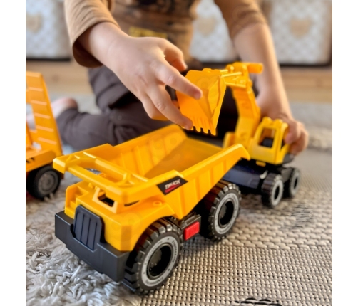 WOOPIE Samochód Laweta z Pojazdami Budowlanymi