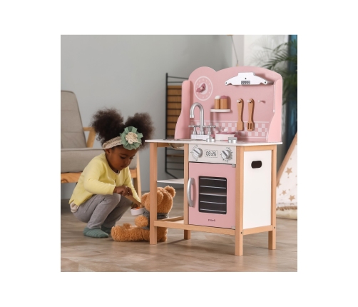 VIGA PolarB Drewniana Kuchnia z Akcesoriami Silver - Pink